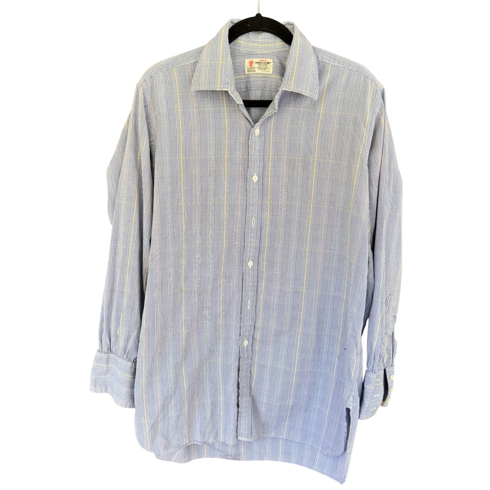 Turnbull & Asser Mens Blue Multi Stripe Cotton Dress Shirt London England 2123